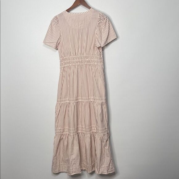 Quince 100% Organic Cotton Tiered Maxi Dress in Terracotta Stripe Size Small - Picture 8 of 9